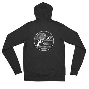 60th Anniversary Unisex zip hoodie (white logo)